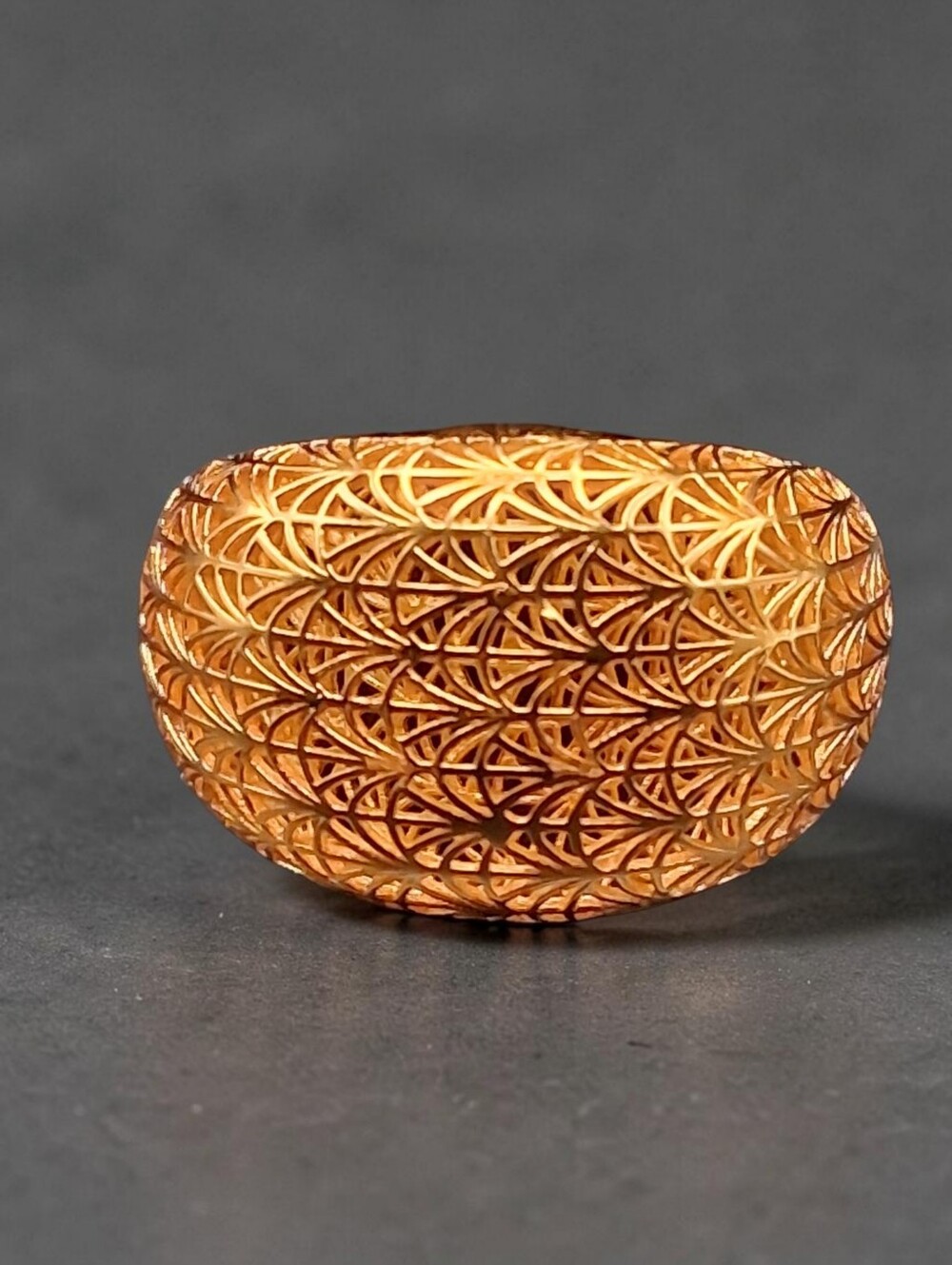 14K YG Over Sterling Silver Geometric Openwork Ring (Size 6.0) (3.60 g)